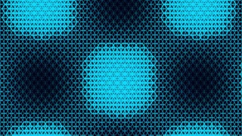 Abstract cyan grid pattern with digital pulsing circles on dark tech backgr.. Stock Footage 342322358