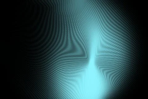 Abstract cyan light waves on black background with moire pattern effect Stock Illustration
