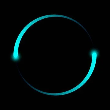 Abstract cyan neon circular light ring on black background with futuristic gl Stock Illustration