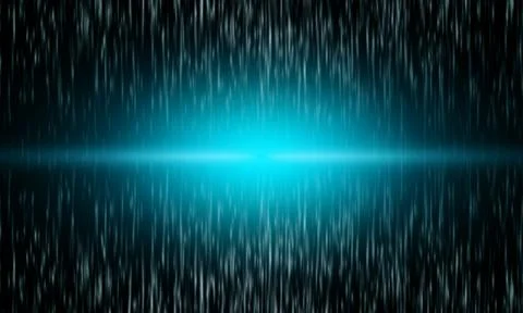 Abstract cyan neon light with matrix vertical lines background. Stock-Illustration
