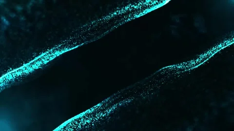 Abstract Cyan Particle Flow Background with Glowing Energy Streams and Floating Stock-Footage 337838105