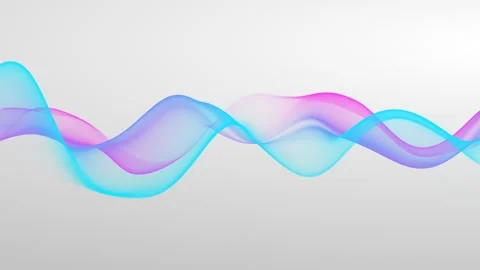 Abstract Cyan Pink Flowing Wave Lines on White Background, Transparent Grad.. Stock Footage 335242914