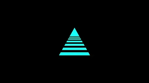 Abstract cyan retro synthwave triangle loop on black background. 4k video Stock Footage 340563334
