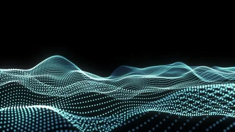 Abstract Cyan Sci-Fi Technology Data Wave Loop 4K Stock Footage 347127247
