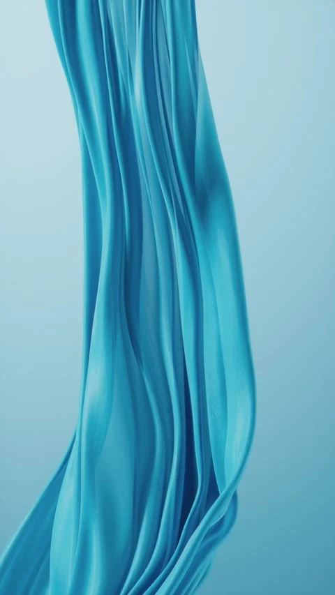 Abstract cyan silk fabric in motion on a light blue background, flowing and.. Stock Footage 328335083