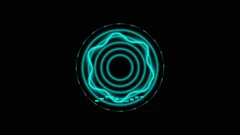 Abstract cyan sound wave visualization glowing in circular motion on dark b.. Stock-Footage 342549334