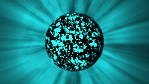 Abstract Cyan Sphere with Explosive Energy Burst Effect ball. Futuristic gl.. Stock Footage 321590565