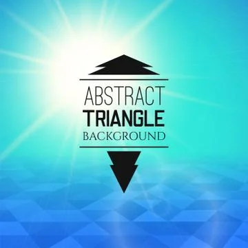 Abstract cyan sunset with blue triangle field, perspetive pattern in sunny fog Stock Illustration