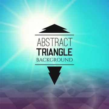 Abstract cyan sunset with violet triangle field, perspetive pattern in sunny  Stock Illustration