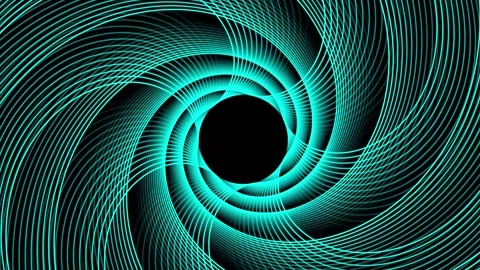 Abstract Cyan Swirling Geometric Pattern on Black Background image photo Stock Footage 330476277