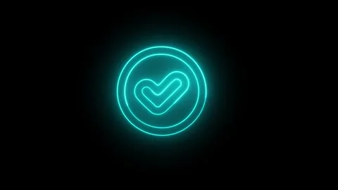 Abstract cyan tick mark neon sign animation 스톡 동영상 321752308