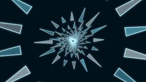 Abstract cyan triangles radiate from center in futuristic tunnel Stock Footage 336994378