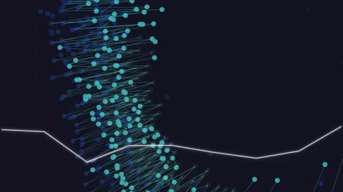 Abstract Cyan Vertical Network Stream and Graph Stock Footage 329894083