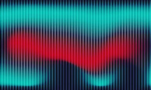 Abstract cyan vertical stripes pattern with glowing red light wave effect Stock Illustration