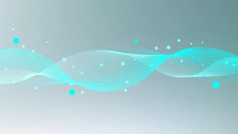 Abstract cyan wave background with glowing bokeh circles and soft teal grad.. Stock Illustration