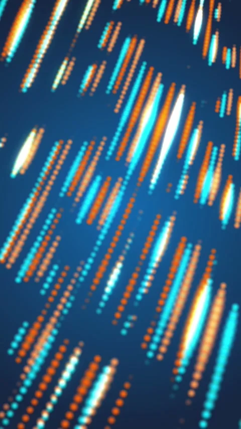 Abstract Cyber Blue Orange LED Matrix Dots Stream Loop Vertical Background Stock Footage 339780788