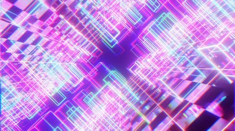 Abstract Cyber Cubic Style Glow Neon Stock Illustration