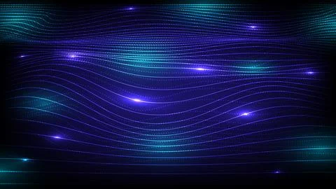 Abstract cyber data wave line on dark background. Design for futuristic, fi.. Stock Illustration