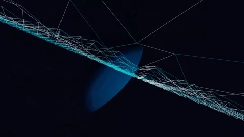 Abstract Cyber Digital Network with Geometric Spheres and Lines Video stock 332653071