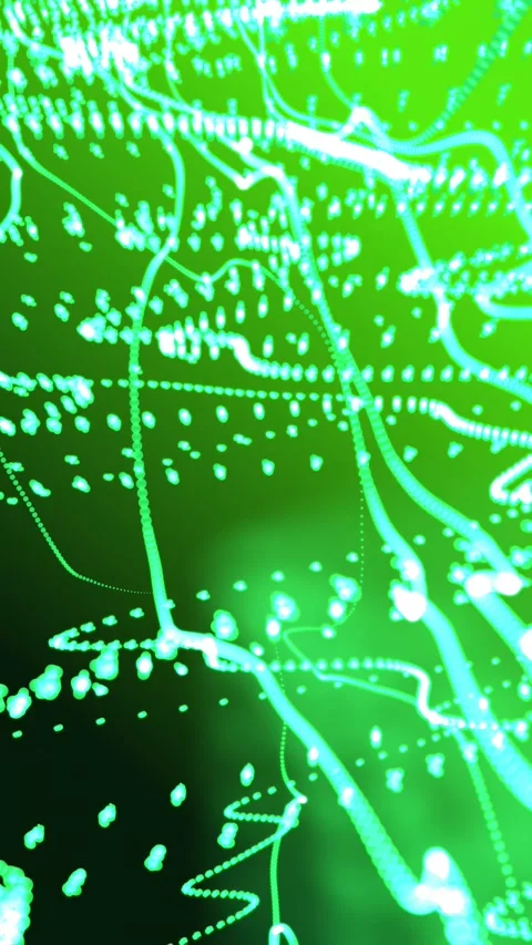 Abstract Cyber Green Glowing Light Trails Loop Vertical Background 库存影片 340489097