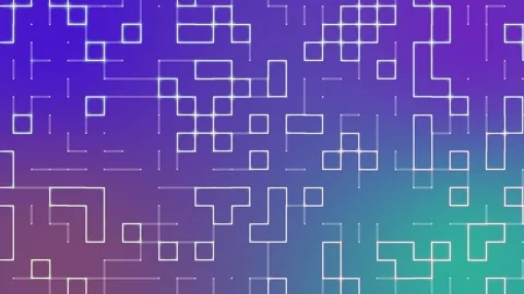 Abstract Cyber Grid with Animated Neon Lines and Vibrant Gradient Background Stock Footage 333549799
