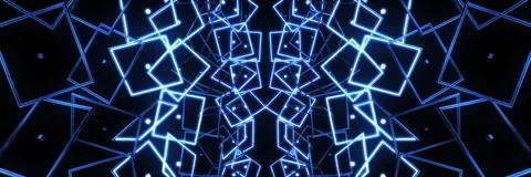 Abstract Cyber Neon Blue Cube Orbit VJ Loop Stock Footage 340978530