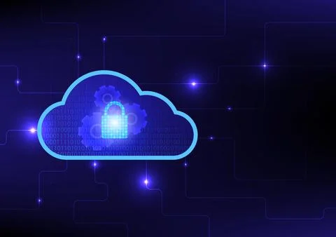 Abstract cyber security on cloud connection technology background concept. Stock Illustration