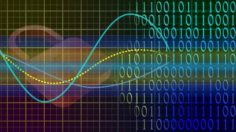Abstract cyber security concept - graphic elements combined with binary code Stock Illustration