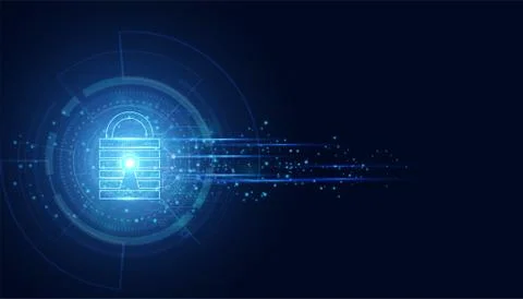 Abstract Cyber security with padlock blue wave speed technology Future cyber  イラスト素材