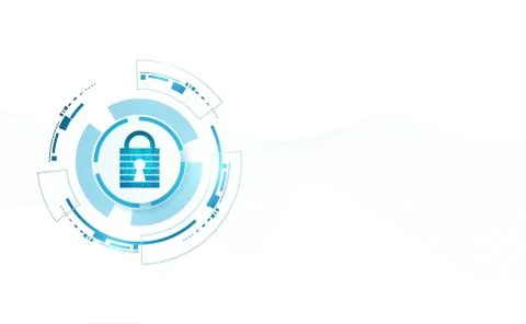 Abstract Cyber security with padlock blue circle technology Future cyber back イラスト素材
