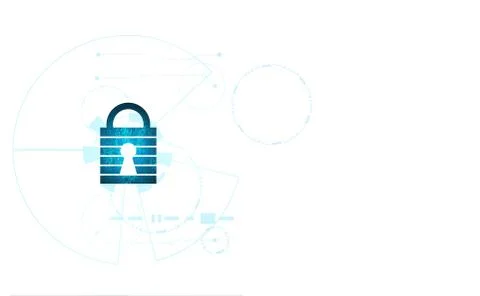 Abstract Cyber security with padlock blue circle technology Future cyber back 스톡 일러스트