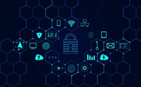 Abstract cyber security privacy information network concept padlock protectio Stock Illustration