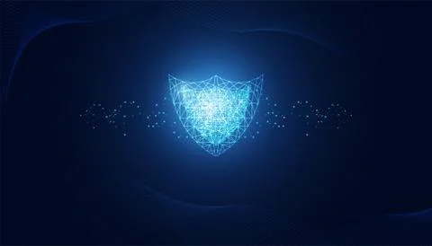 Abstract Cyber security with shield blue wave technology Future cyber backgro Иллюстрация