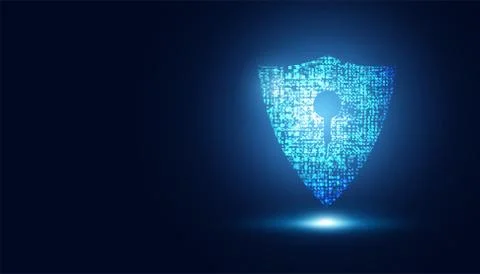 Abstract Cyber security with shield blue circle technology Future cyber backg Stockillustratie