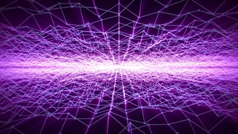 Abstract cyber space visualization with purple energy lines and glow effect Stock Footage 263804977