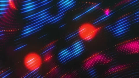 Abstract Cyber Synthwave Neon Scanlines Bokeh Loop Background Stock Footage 340489889
