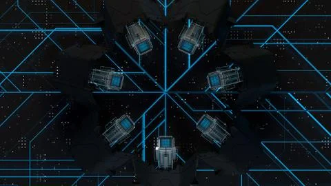 Abstract cyber technological background. Circuit board concept 3d illustration 스톡 일러스트