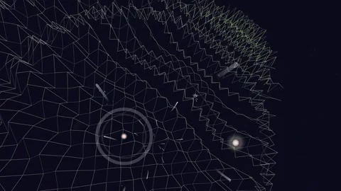 Abstract Cyber Wireframe Wave and Radar Node Animation Stock Footage 337516145