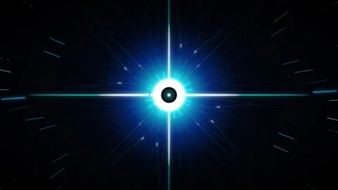 Abstract cybernetic core pulse with radiant blue light rays and digital net.. Stock Footage 337557987