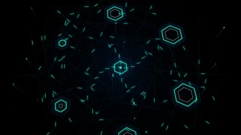 Abstract Cybernetic Hex Network 4K Seamless Motion Loop Stock Footage 344090223