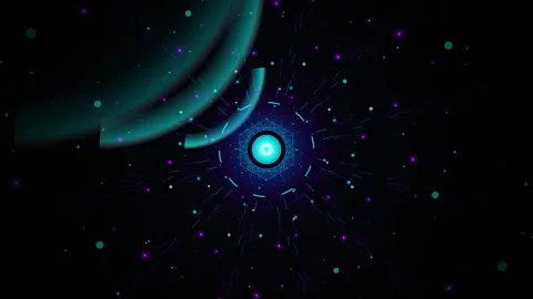 Abstract cybernetic hud interface with glowing neon particles and pulsing d.. Stock-Footage 337557992