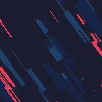 Abstract Cyberpunk Glitch Background with Diagonal Blue and Coral Rectangles Stock Illustration
