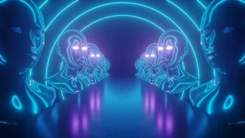 Abstract cyberpunk heads Stock-Footage 125131404