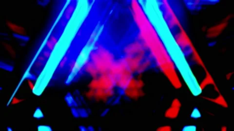 Abstract cyberspace background in triangle pattern with rays and neon lines. Stock Footage 223972917