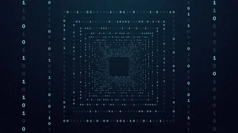 Abstract cyberspace binary code, matrix tunnel with digits, Programming code Stock Footage 157123779