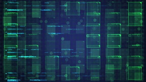 Abstract Cyberspace Design with Green Network and Data Flow Visuals Stock Footage 306378438