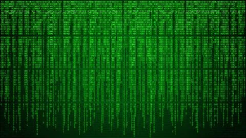 Abstract cyberspace with digital falling lines, binary hanging chain Stock Illustration