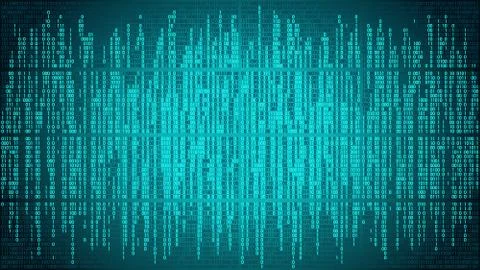 Abstract cyberspace with digital lines, binary code, matrix background Stock Illustration