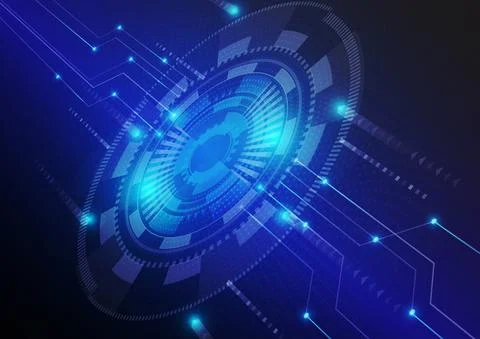 Abstract cyberspace digital technology background. Futuristic blue geometric Stock Illustration