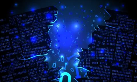 Abstract cyberspace hacked array binary data broken binary code, background Stock Illustration